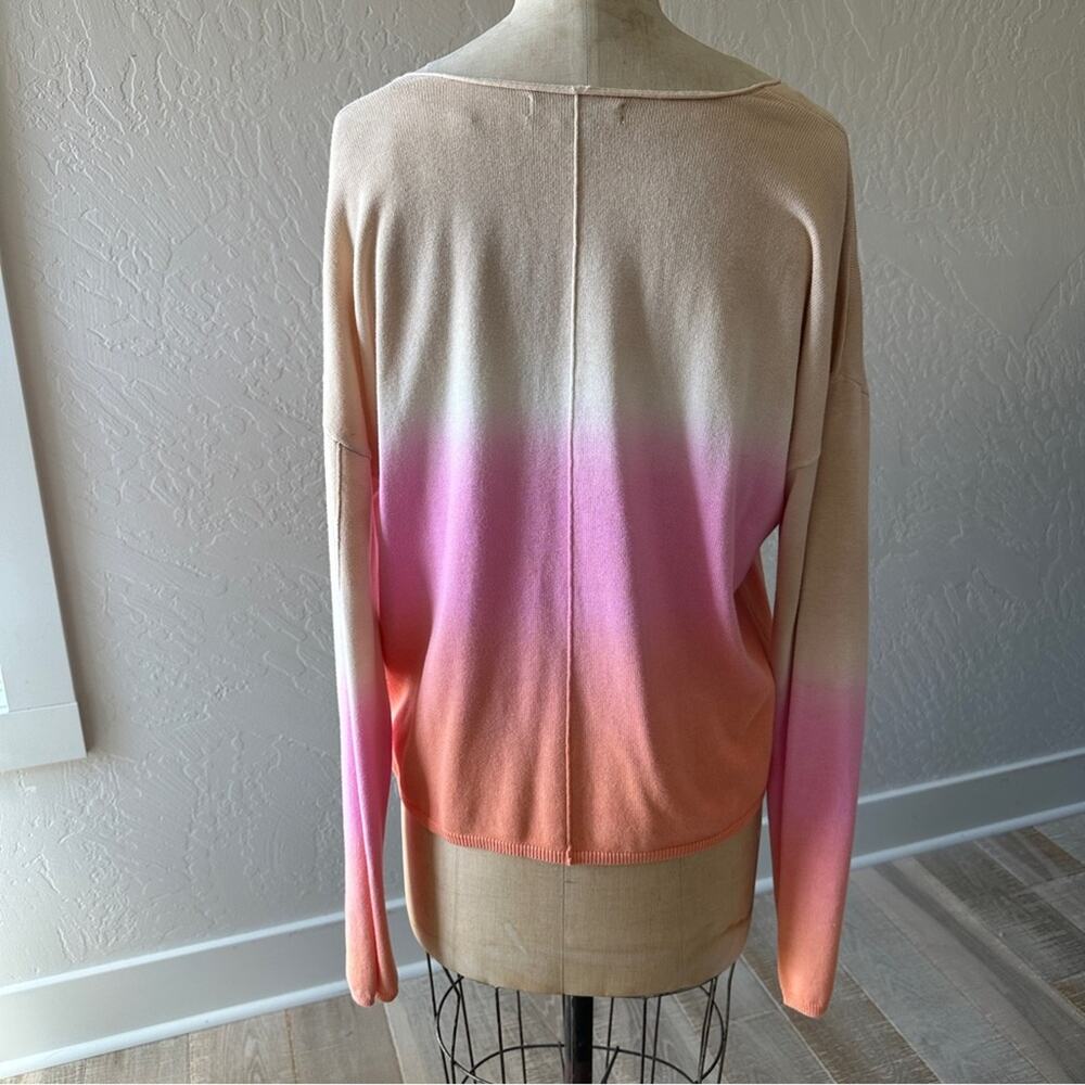 SANCTUARY | Women’s Horizon Sweater Pink Sherbet Ombre Cotton Blend V-Neck Small - Picture 4 of 12